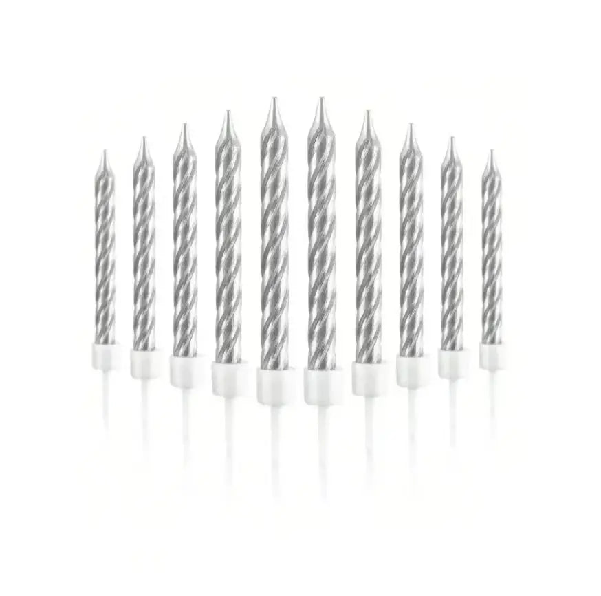 Spiral Birthday Cake Candles, Set of 6 Long Thin Decorative Candles for Cakes and Desserts