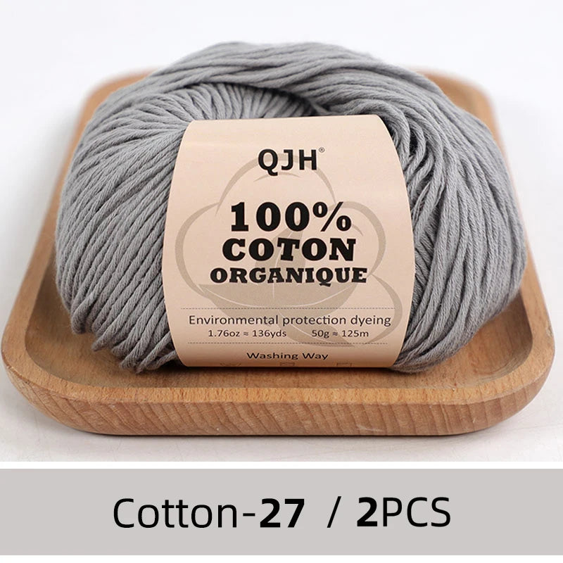 100% Organic Cotton Yarn for Knitting and Crocheting (2-Pack)