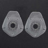 A pair of clear silicone windshield wiper arm hole covers for a vehicle.