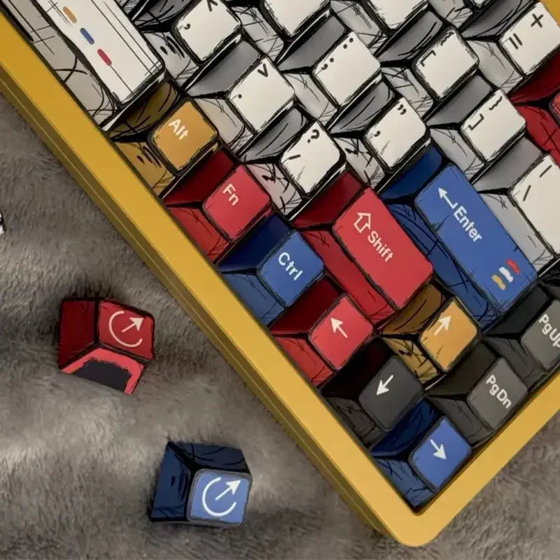 Comic Style Colorful Keycap Set – 136 Keys, Classic Minimalist Design
