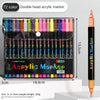 A set of 72 color double-head acrylic markers packaged in a black case with an orange marker shown beside it.