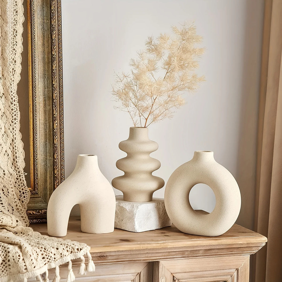 Bohemian Ceramic Vase Set for Home Decor