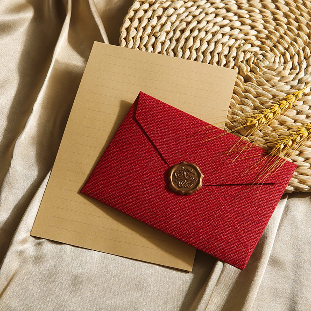 Premium Linen Stationery Set with Wax Seal Kit