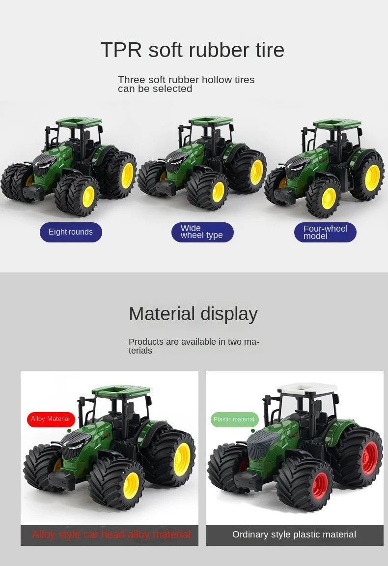 Remote-Controlled Farm Tractor Toy with Realistic Engineering Details