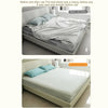 Before and after comparison showing a messy bedsheet versus a neat and smooth bedsheet using heavy duty corner tightener clip