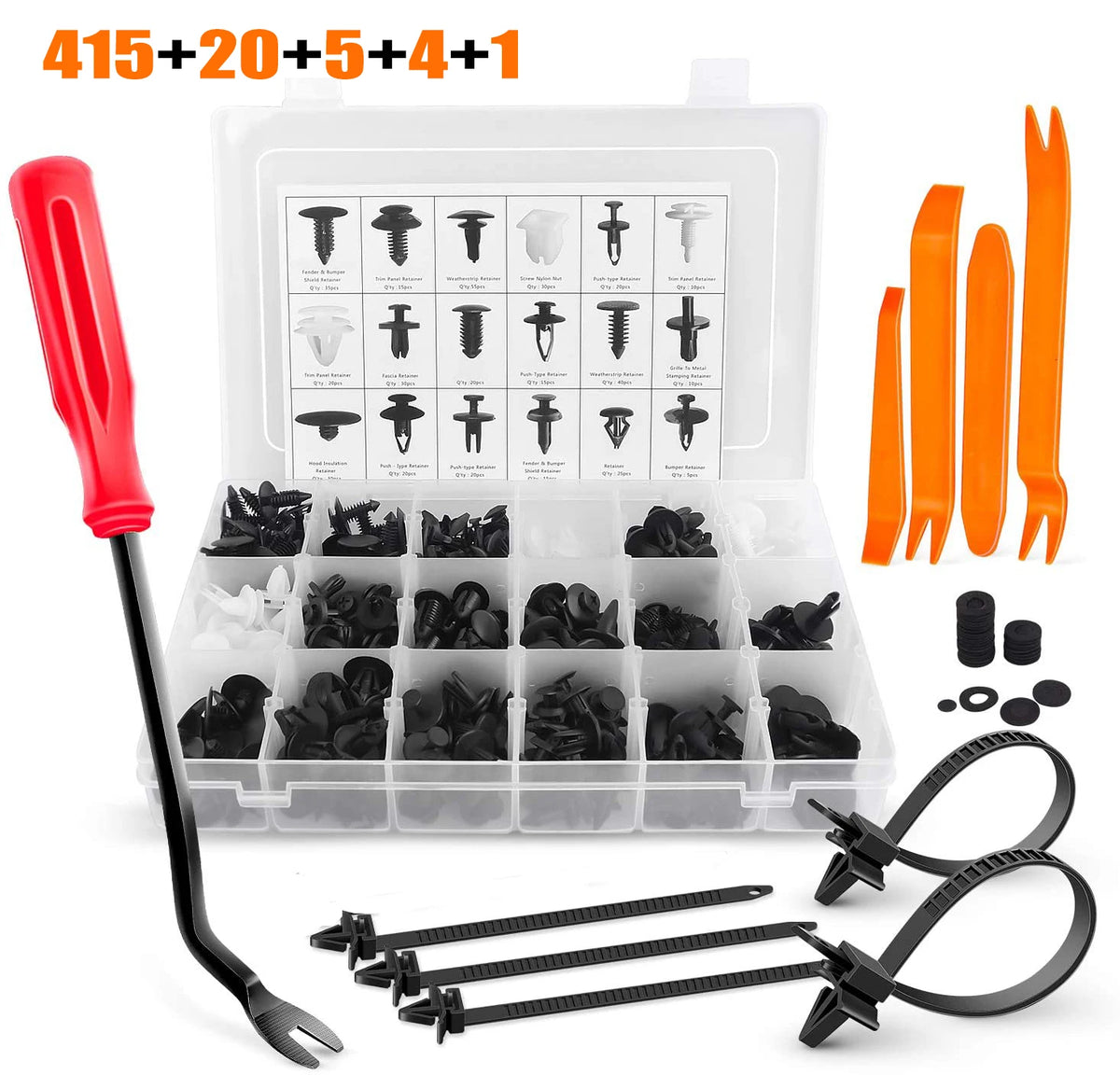 Mixed Size Plastic Retainer Clips for Auto Trim, Bumper, and Door Panels