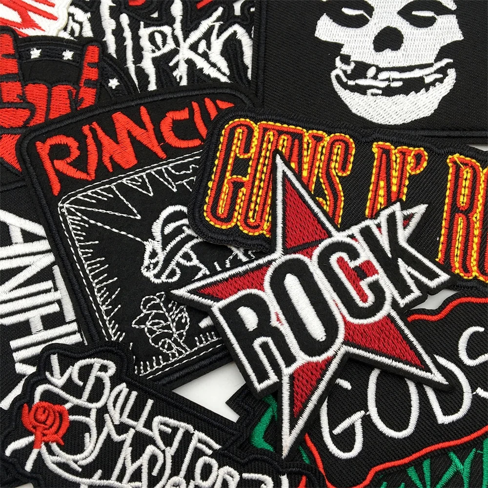 Embroidered Rock Band Patches Set for DIY Clothing Customization