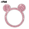 A pink Mickey Mouse-shaped crystal rhinestone ignition button ring.
