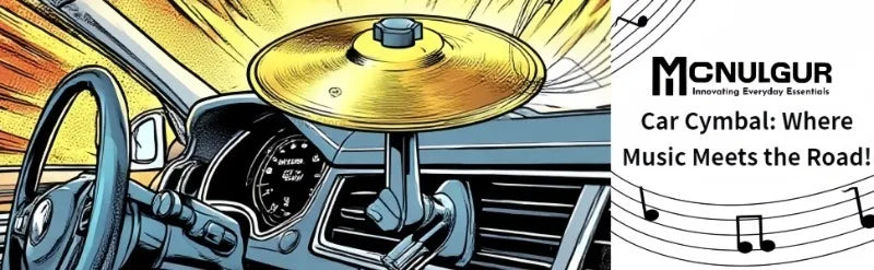 Illustration of a car interior showing a mini drum and cymbal vent decoration.