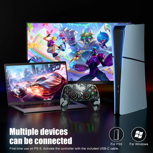 Kabelloser RGB-Gaming-Controller für PS5 und PC