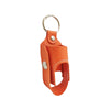 Orange PU leather inhaler case with a silver keyring and clasp.