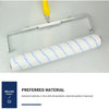 An 18-inch paint roller with a white and blue textured cover and an aluminum alloy handle is shown against a light gray backg