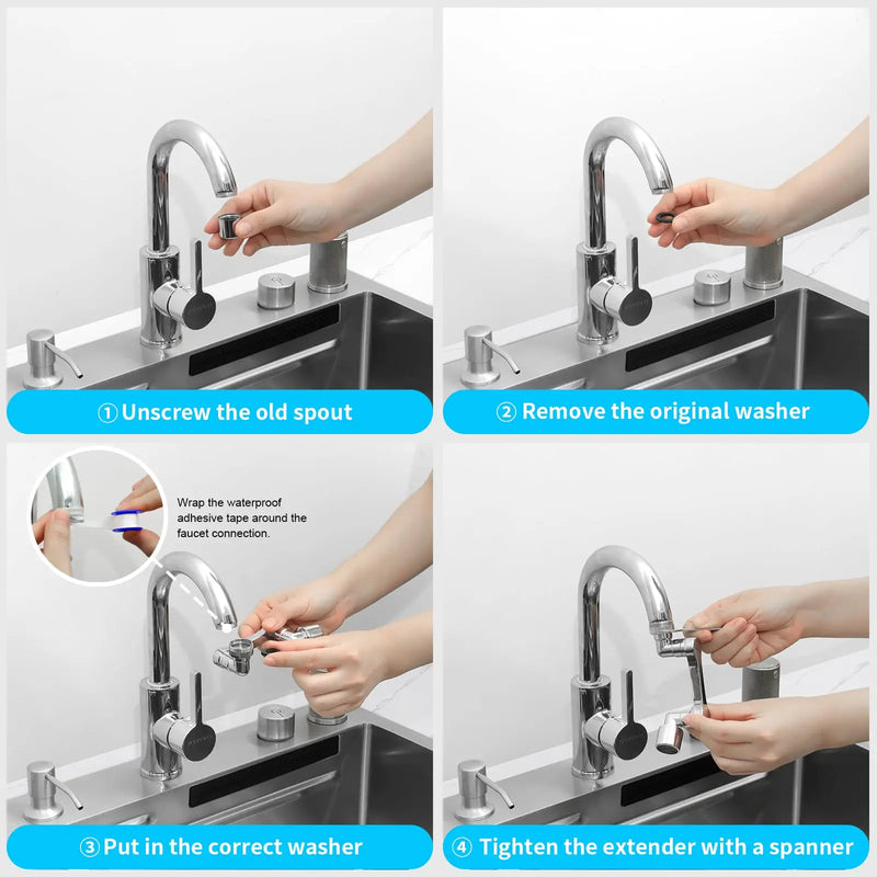 Universal 360° Swivel Faucet Extender with Dual-Mode Sprayer
