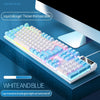 White and blue mechanical keyboard with liquid silica gel thickening the base plate
