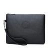Schwarzes elegantes Leder-Clutch-Wallet für Herren mit silberner Hardware