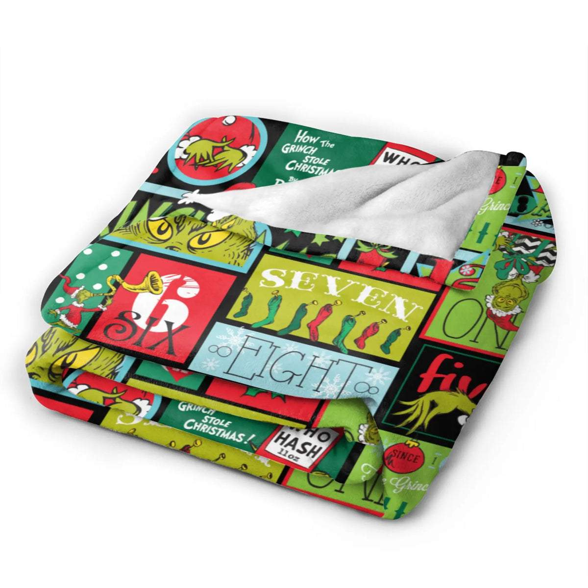 Grinch-Themed Coral Fleece Throw Blanket