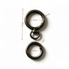 A black round spring snap hook with a swivel design shown against a white background.