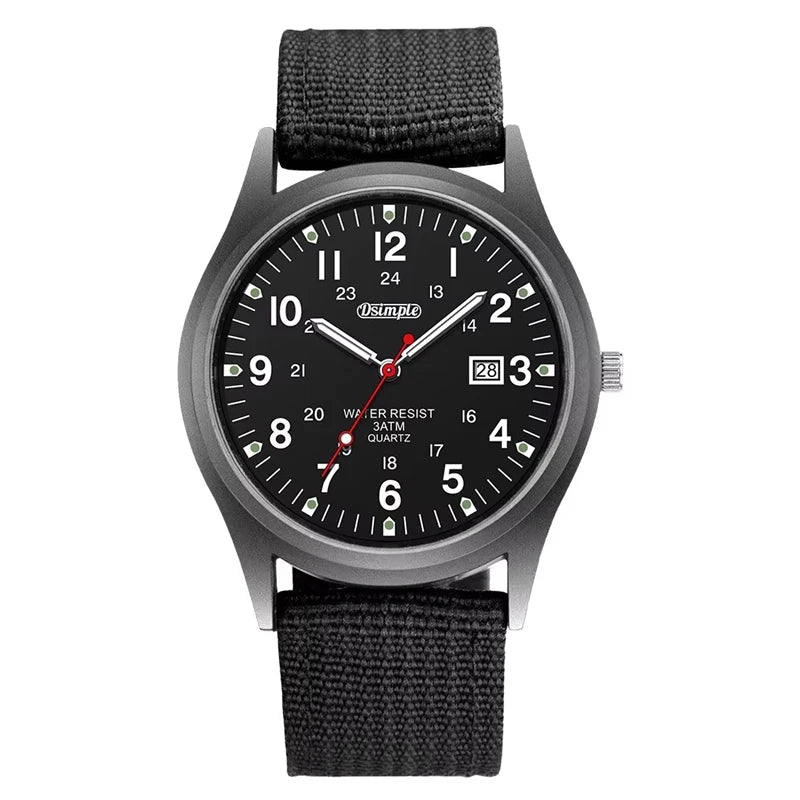 Luminous Military-Style Quartz Wristwatch with Nylon Strap