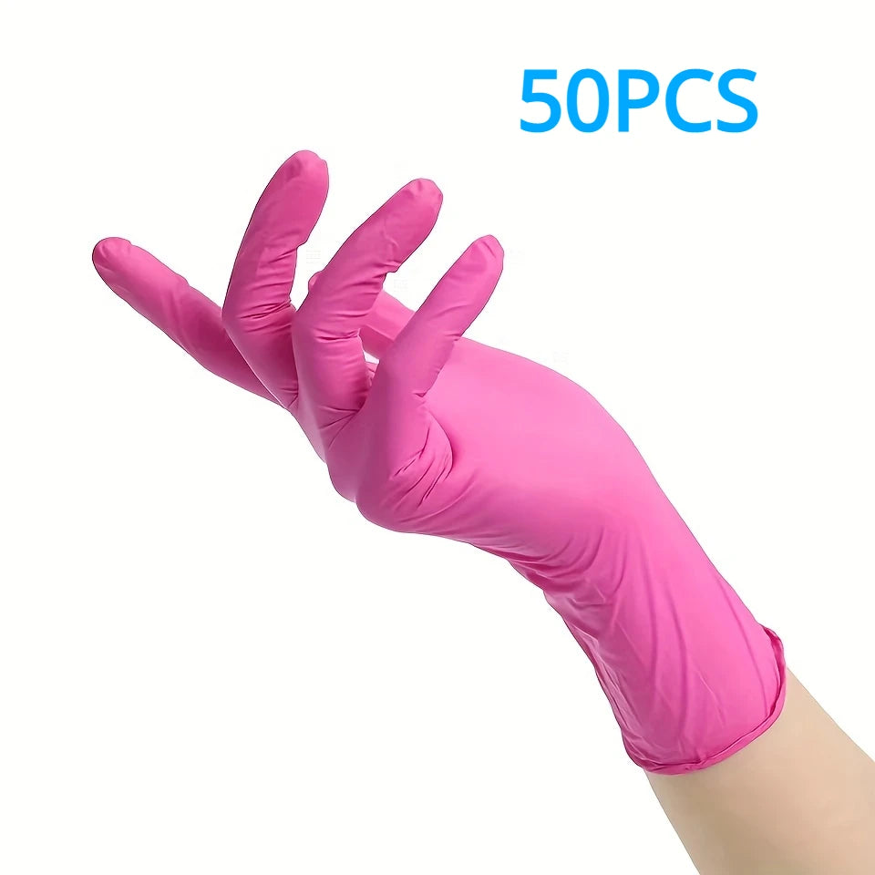 Pink Nitrile Cleaning Gloves for Kitchen, Dishwashing, and More