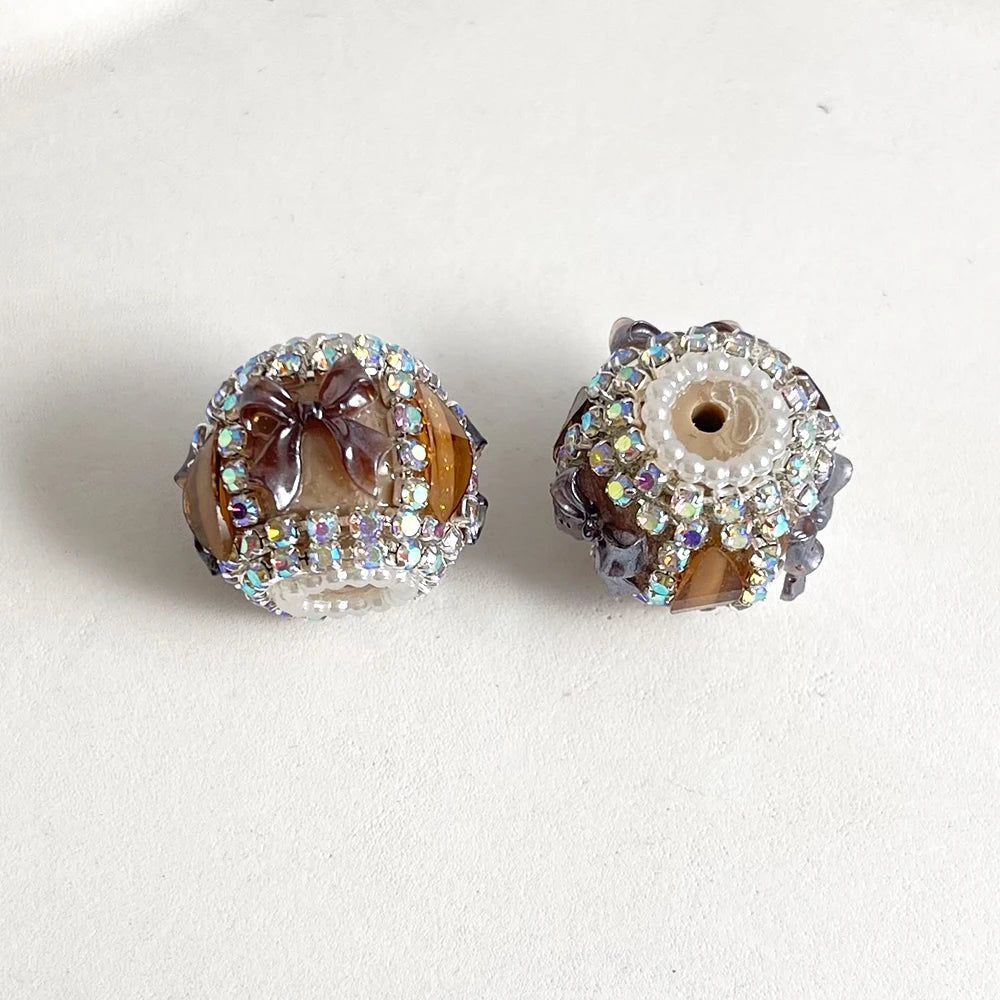Acrylic Bow Rhinestone Beads for Jewelry Making - 50 Pieces