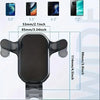 A black universal car air vent phone holder designed to secure smartphones ranging from 5.0 to 7.2 inches.