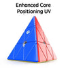 A blue and red magnetic speed cube shaped like a pyramid.