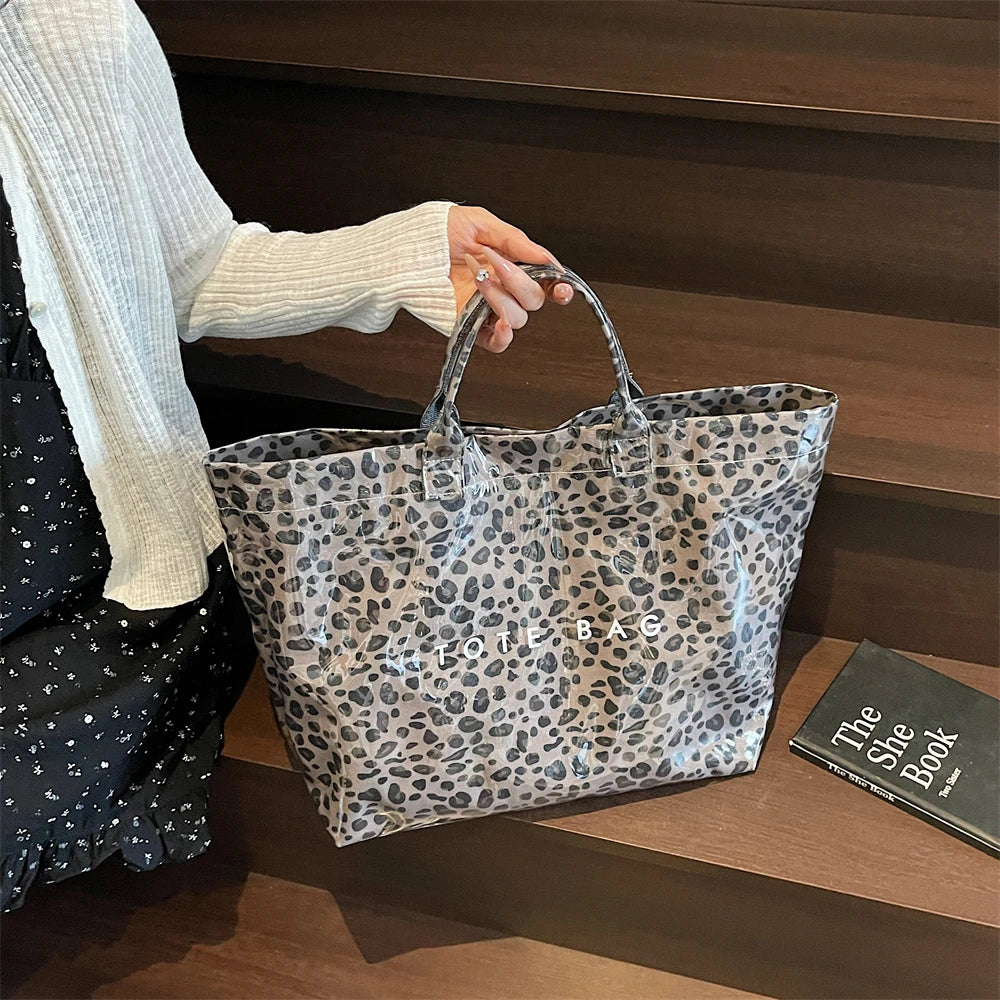 Leopard Print PVC Large Tote Bag