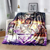 A dark graphic print of Captain Jack Sparrow on a flannel throw blanket.