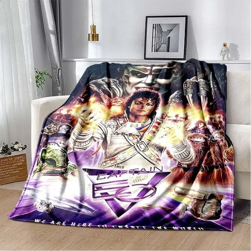 A dark graphic print of Captain Jack Sparrow on a flannel throw blanket.