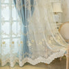 Embroidered Floral Blackout Curtain, Double Layer Sun Protection for Bedroom & Living Room
