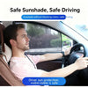 A man driving a car with a sunshade installed on the window, demonstrating safe driving.