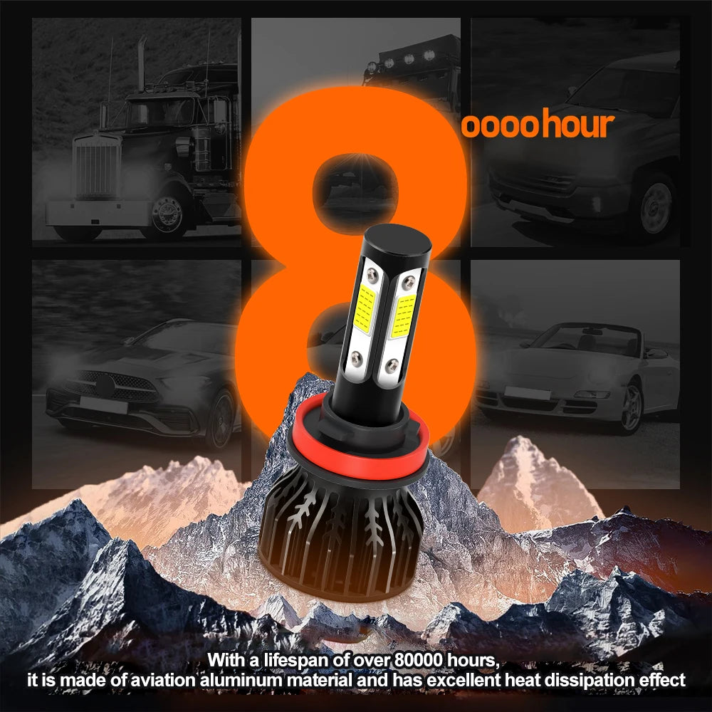 6000K/8000K LED Headlight Bulbs with Cooling Fan