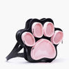 A pink cat paw print multi-pocket backpack with a black strap and Y2K style design.