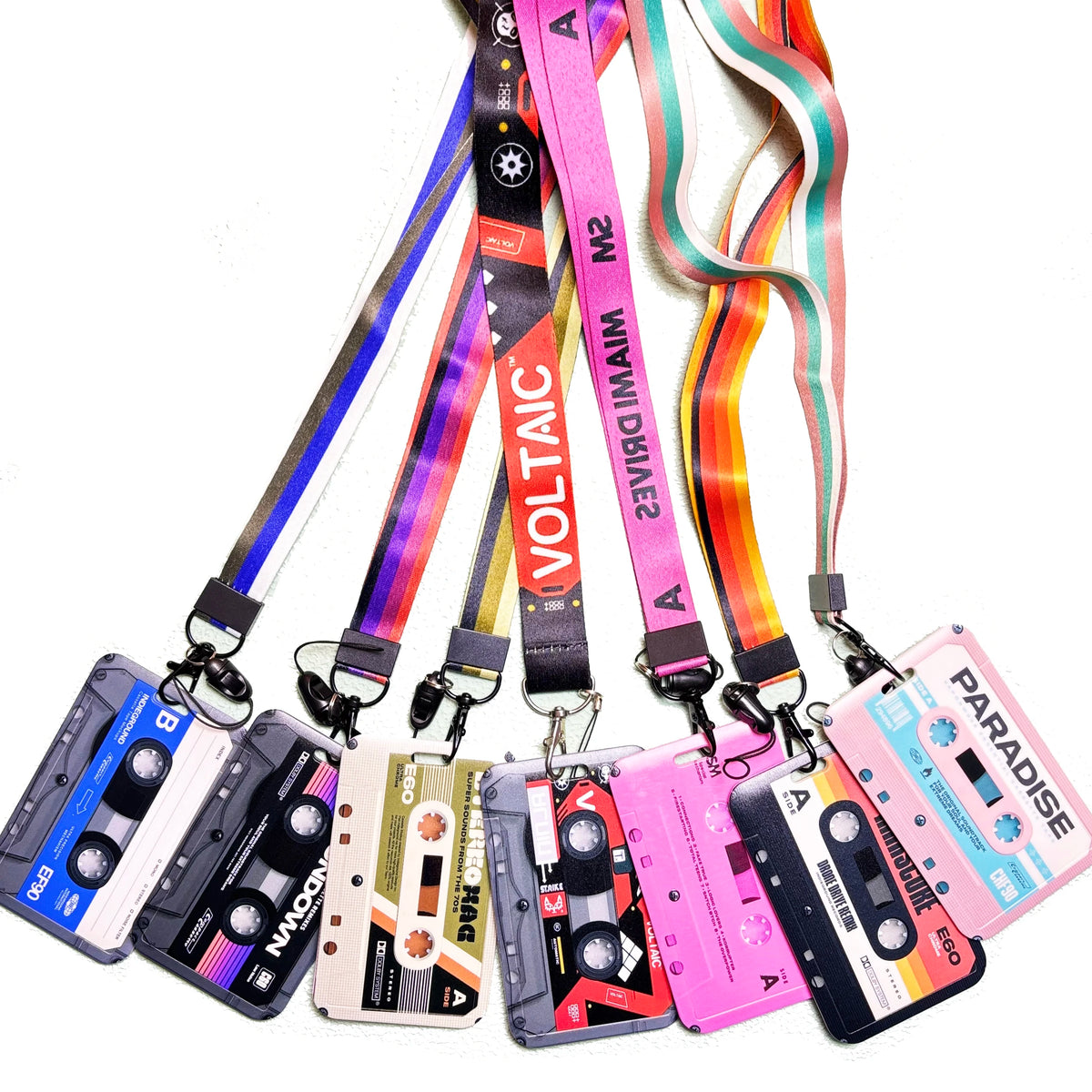Retro Tape Design Lanyard with Card Holder