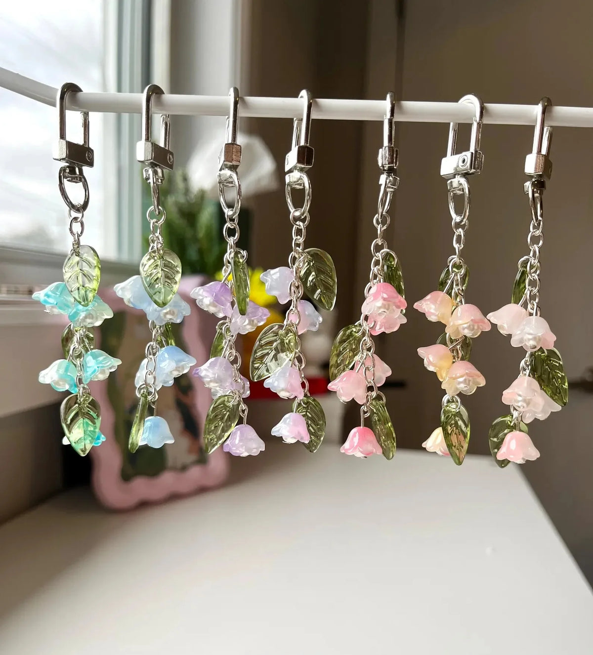 Handmade Lily of the Valley Keychain Charm