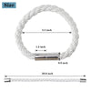 A white braided rope tieback with a silver magnetic clasp and a matching long rope for curtain ties.