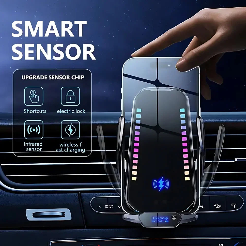 RGB Wireless Car Charger Mount for Vents and Dashboard