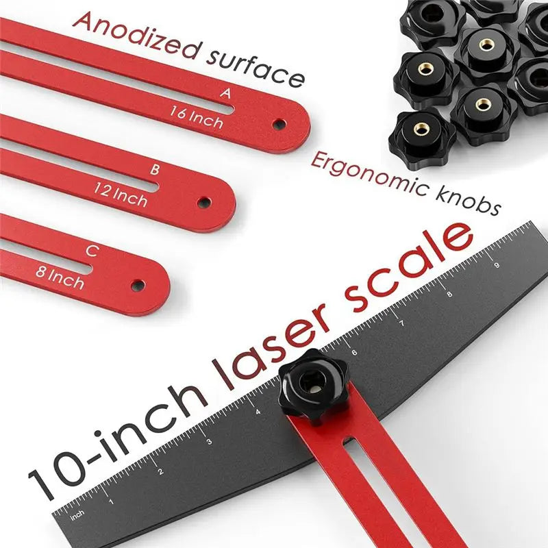 Adjustable Stair Tread Template Tool with Modular Extensions