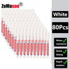 White long-head waterproof deep hole markers for woodworking and construction displayed in a row.