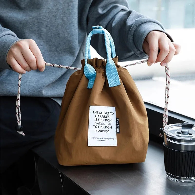 Large Insulated Lunch Bag with Drawstring Closure