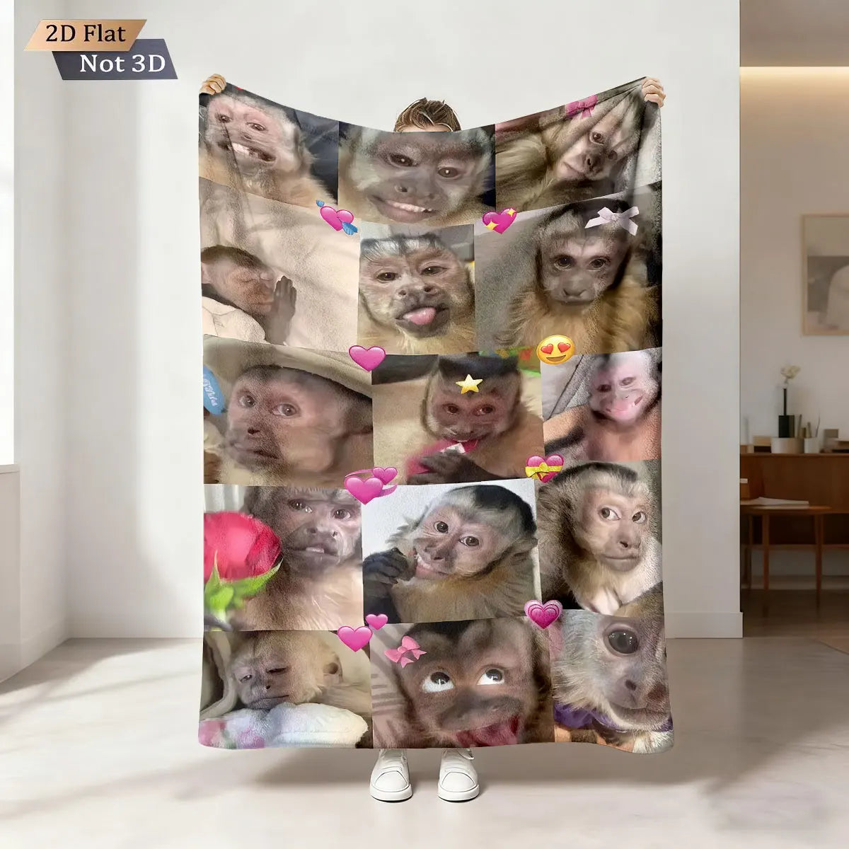 Funny Monkey Print Flannel Blanket – Soft & Cozy Throw