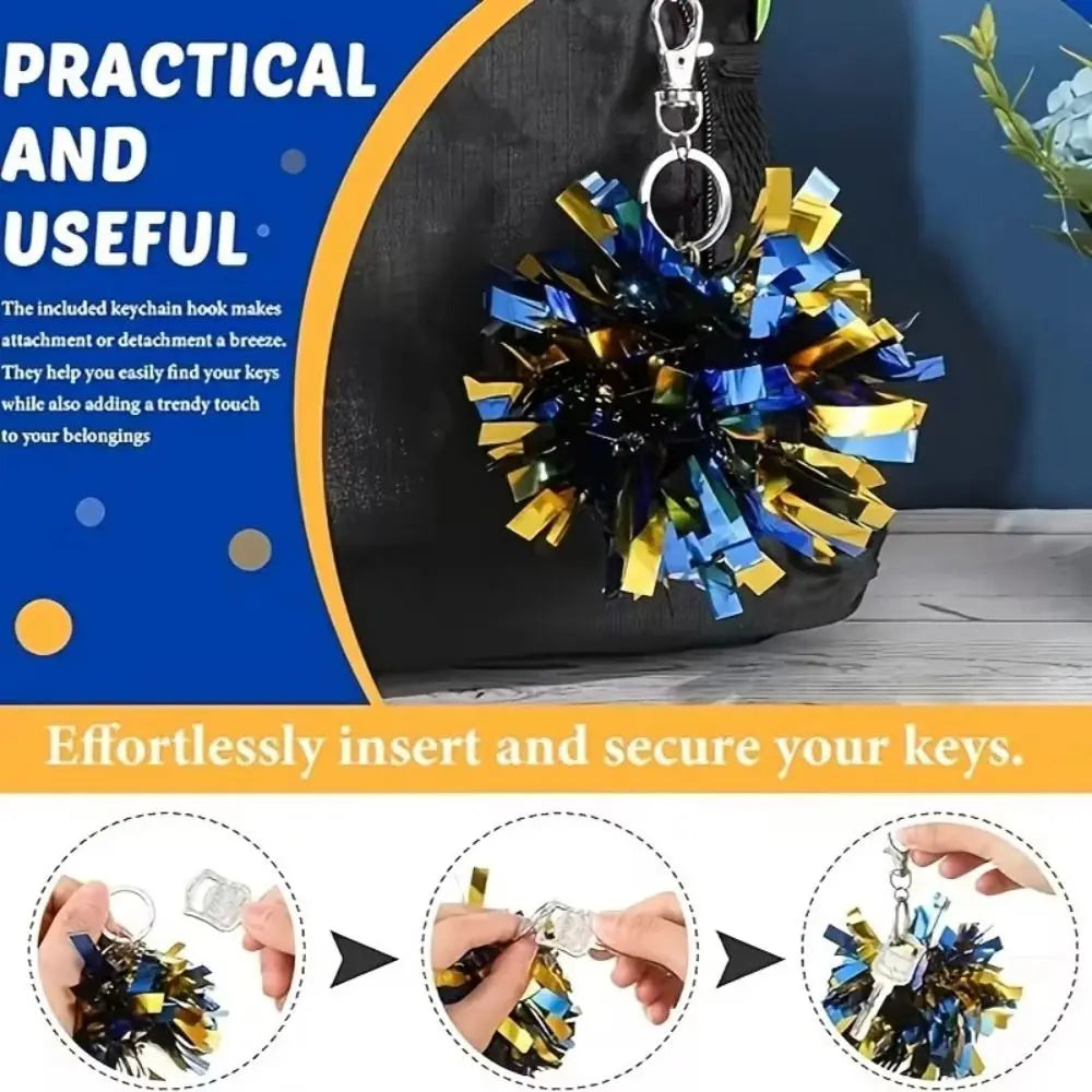 Colorful Cheerleading Pom Pom Keychain
