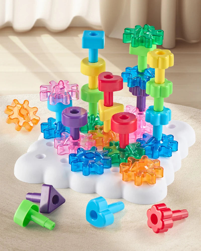 Montessori Wooden Gears Stacking & Threading Game for Kids