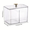 3-Section Clear Bathroom Organizer with Cotton Swab, Pad & Ball Dispenser