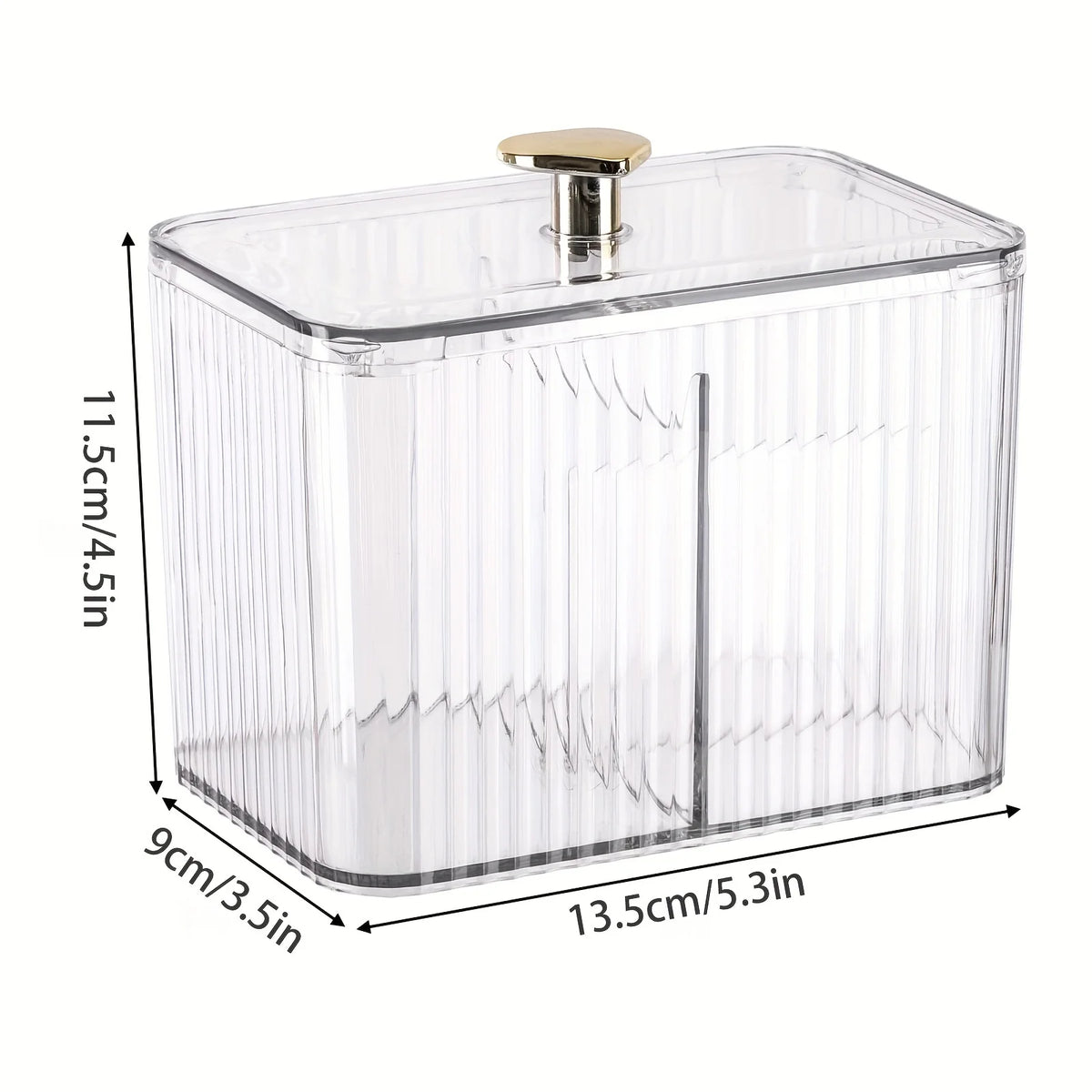 3-Section Clear Bathroom Organizer with Cotton Swab, Pad & Ball Dispenser