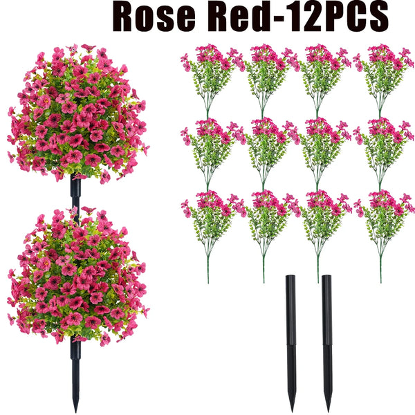 Rosa-rote künstliche Orchideenäste in 12 Stück für Innen- und Außen-Dekoration