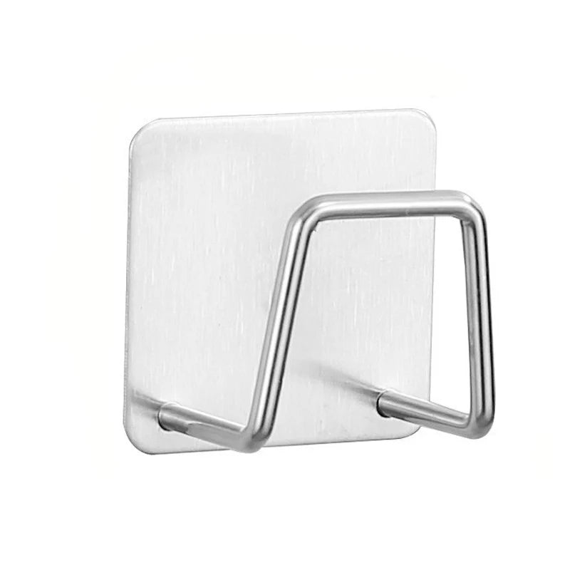 Stainless steel suction cup sponge holder with a metal bar for kitchen sink