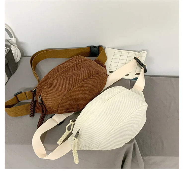 Corduroy Waist Pack for Women – Versatile Crossbody & Shoulder Bag