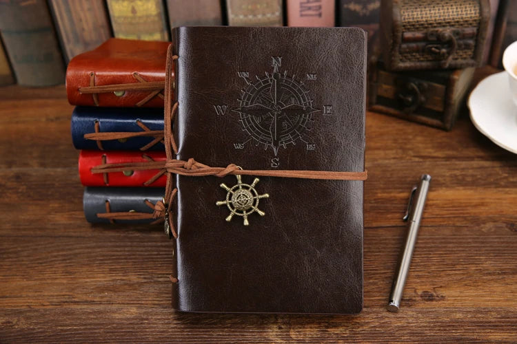 Vintage PU Leather Spiral Journal – Traveler's Notebook with Anchor Design