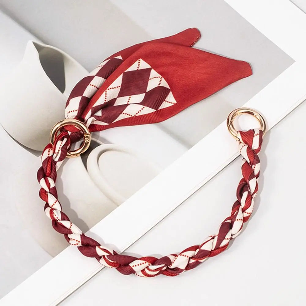 Decorative Silk Scarf Bag Chain with Detachable Bow